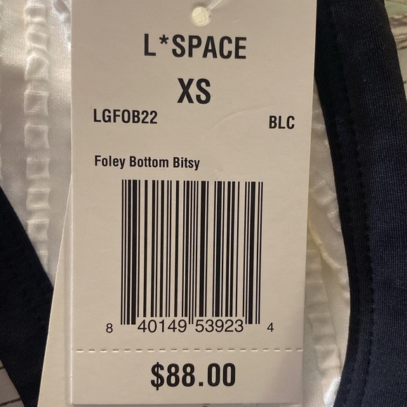 L*Space Foley Textured Bikini Bottom Bitsy in Black & White, High Leg, X-Small - Picture 9 of 13